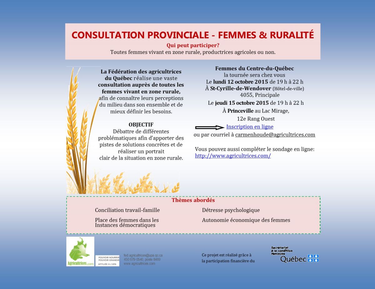 Consultation provinciale - femmes & ruralité