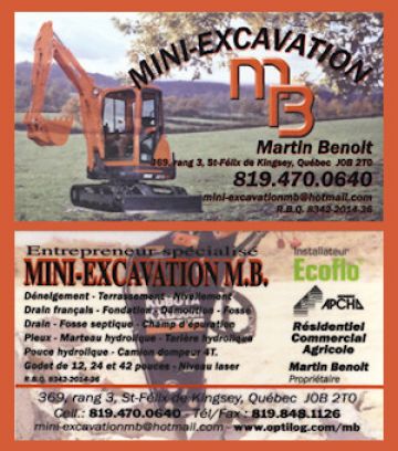 Carte d'affaire Mini-Excavation MB